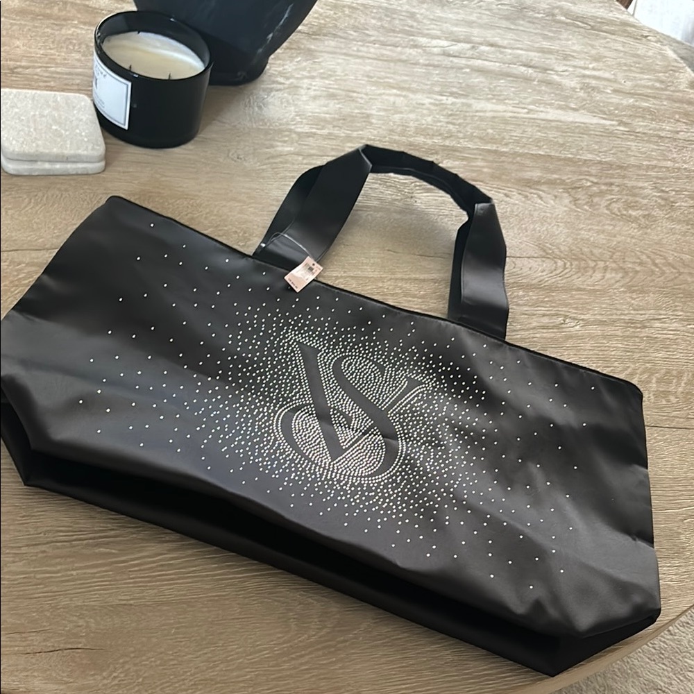 Victoria's Secret Black Pebbled Leather Tote